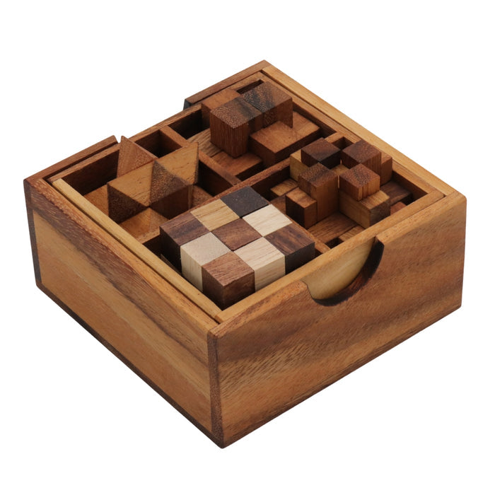 PUZZLE SET of 4 | Snake Cube, Notched Stick, Star Puzzle, Strick