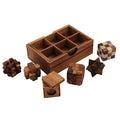 PUZZLE SET of 6 | Star Puzzle, Snake Cube, Notched Stick, Cube, Pigpen, Diamond