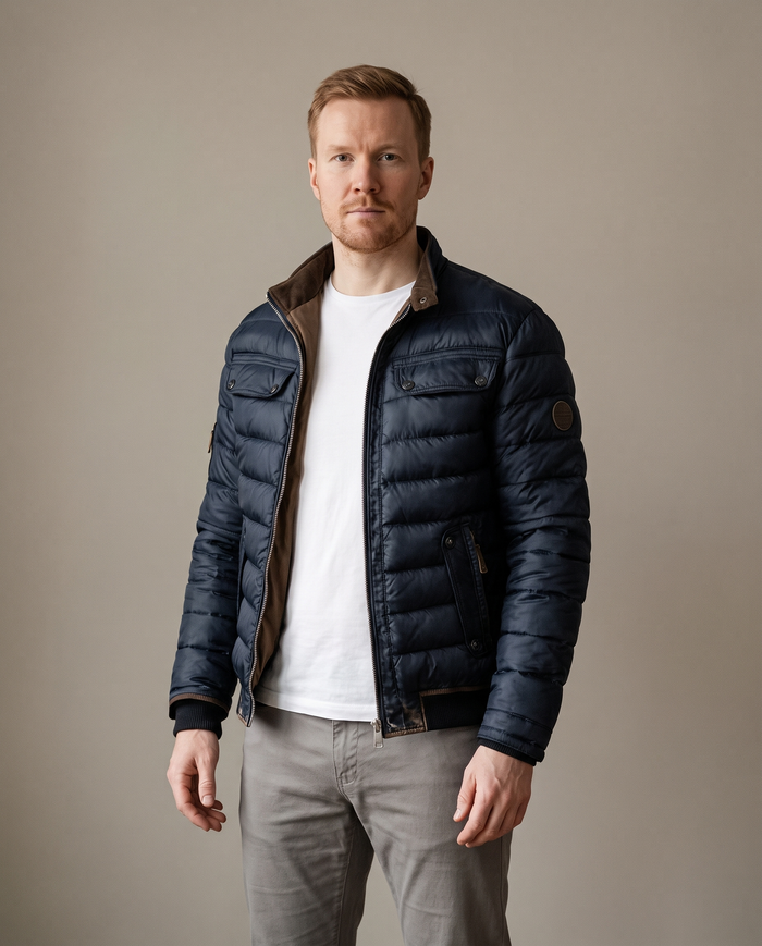 Quilted urban jacket on model