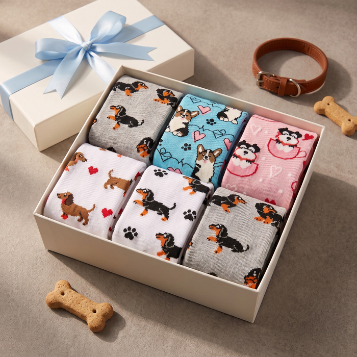 Rekku socks gift box with dog-print socks