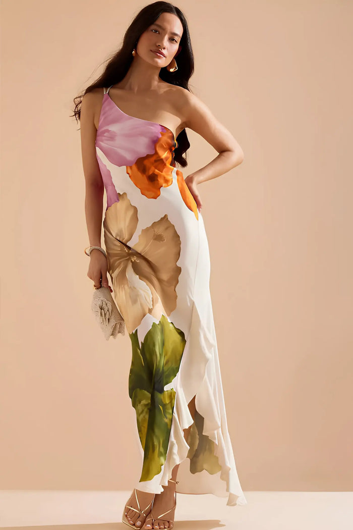 Renata | One-shoulder Floral Maxi Dress