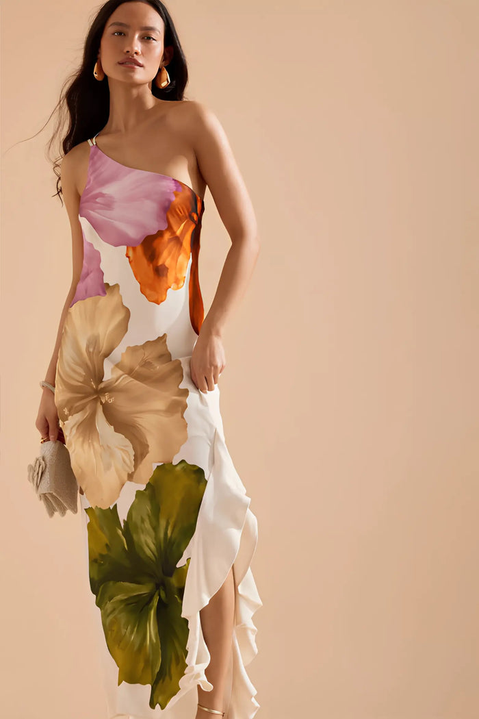 Renata | One-shoulder Floral Maxi Dress