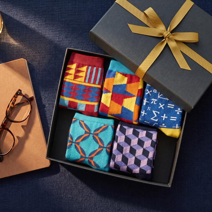 Ruutu argyle socks gift box with the five colourways