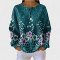 Saana - Teal Floral Waffle Henley