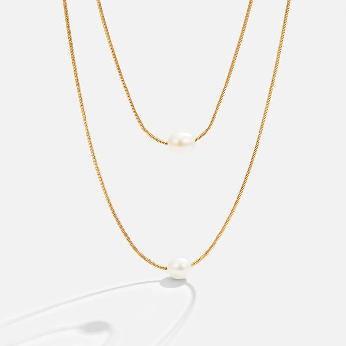 Sabina | Gold-Plated Double Layer Chain with Dark Stone