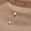 Sabina | Gold-Plated Double Layer Chain with Dark Stone
