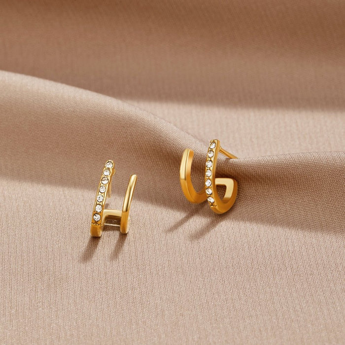 Sabina | Gold-Tone Hoops with Geometric Touch
