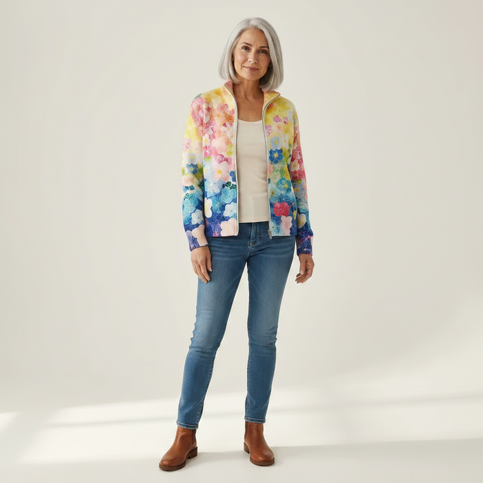 Saima - Watercolour Gradient Zip Bomber
