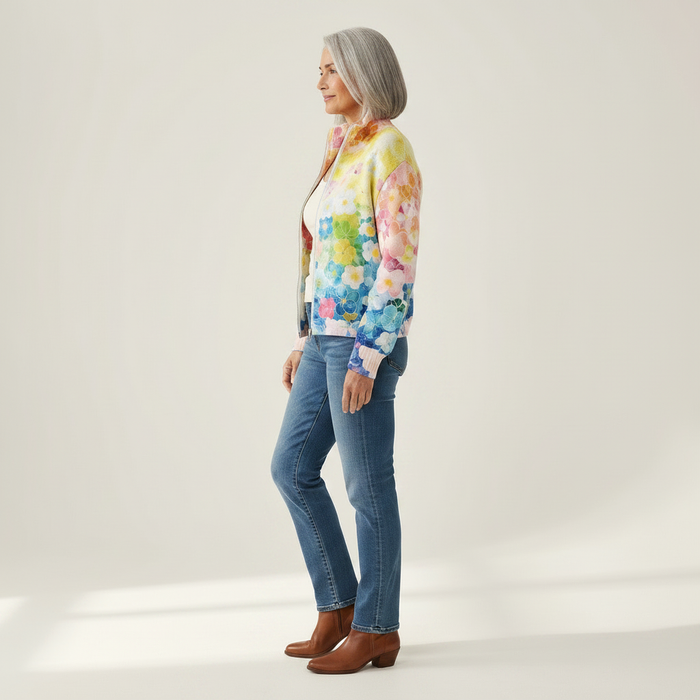 Saima - Watercolour Gradient Zip Bomber