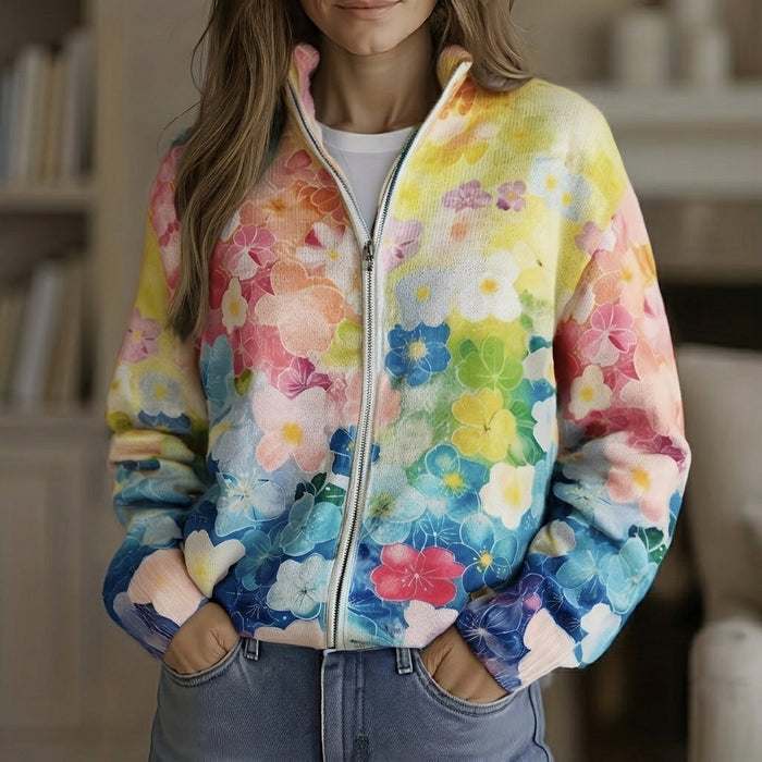 Saima - Watercolour Gradient Zip Bomber