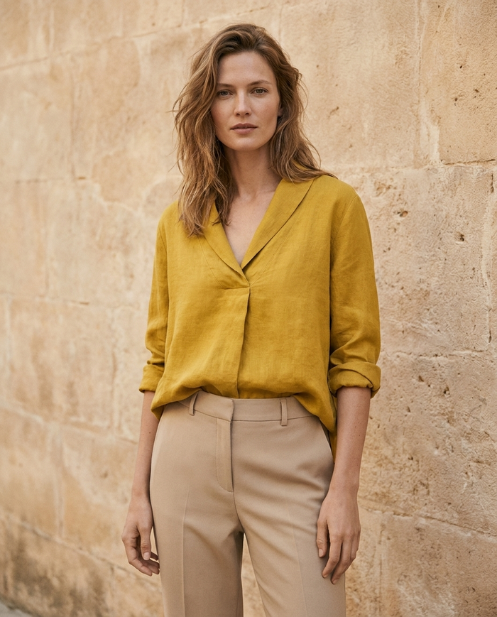 Samantha | Linen Elegant Summer Blouse