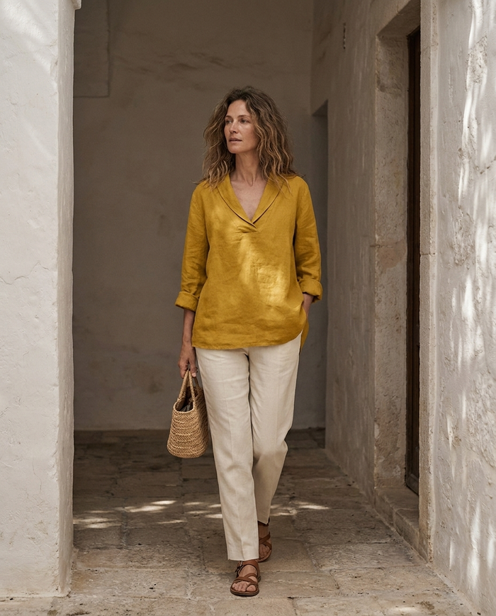 Samantha | Linen Elegant Summer Blouse