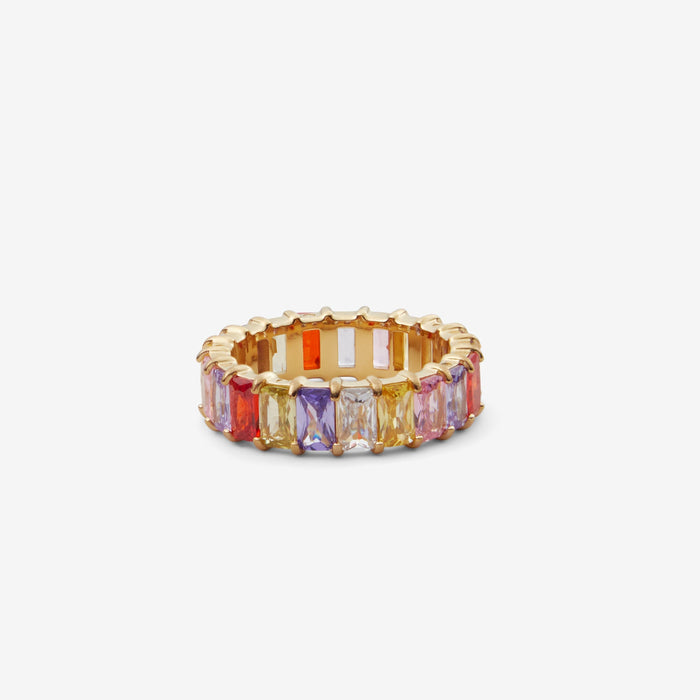 Sanni | Gold-Plated Multicolour Baguette Ring