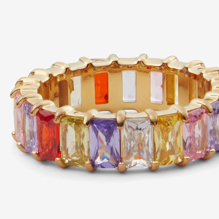 Sanni | Gold-Plated Multicolour Baguette Ring