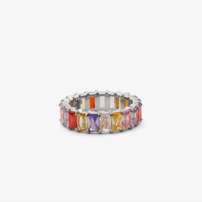 Sanni | Silver Multicolour Baguette Ring