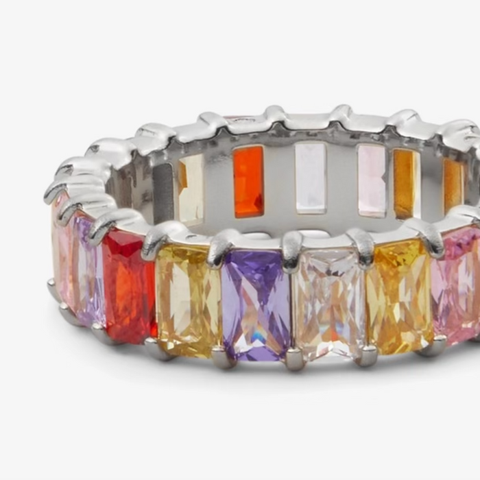 Sanni | Silver Multicolour Baguette Ring