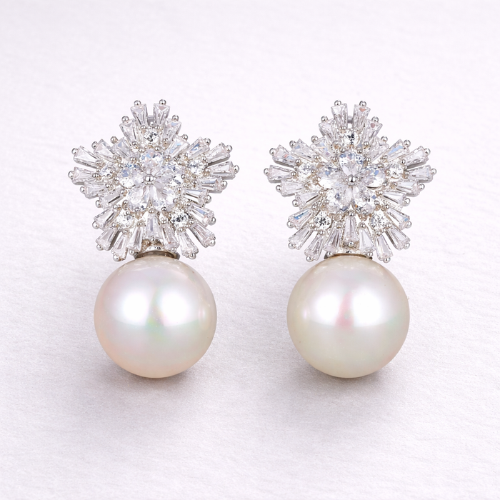Selina | Gold-Plated Pearls Earring with Charm