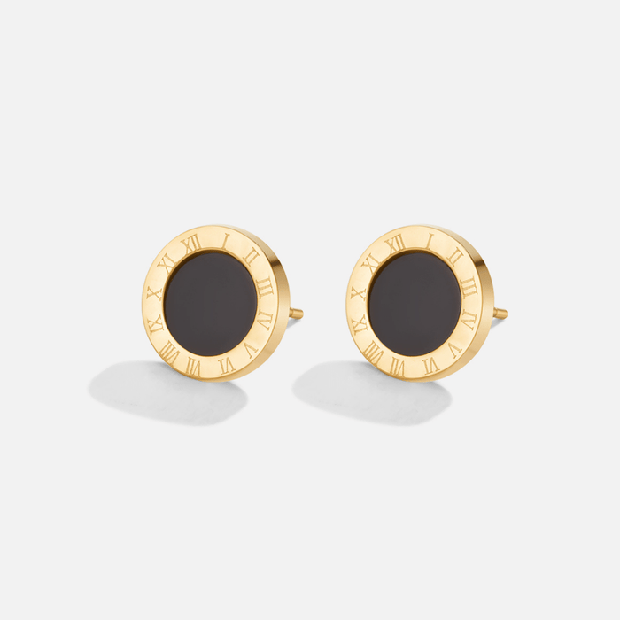 Selina | Round Earrings with Black Center