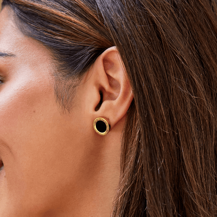 Selina | Round Earrings with Black Center