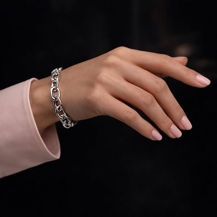 Senja | Silver Oval Link Bracelet