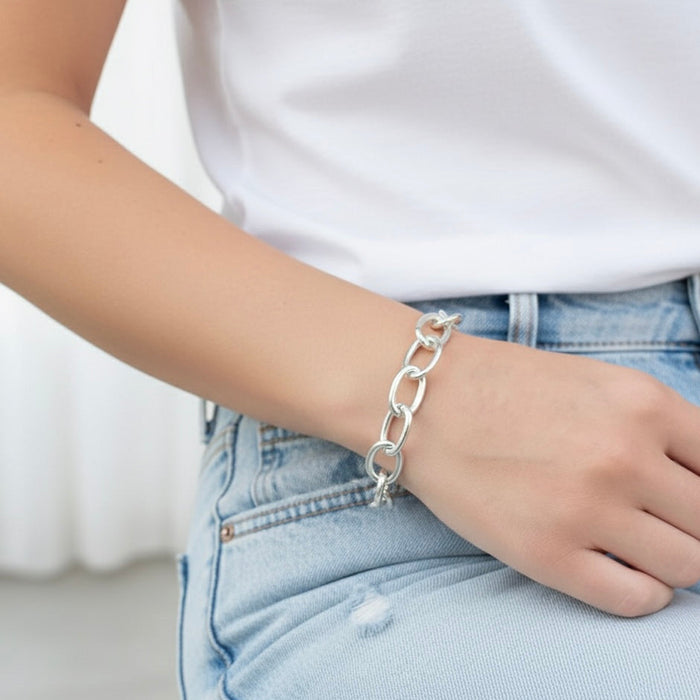 Senja | Silver Oval Link Bracelet
