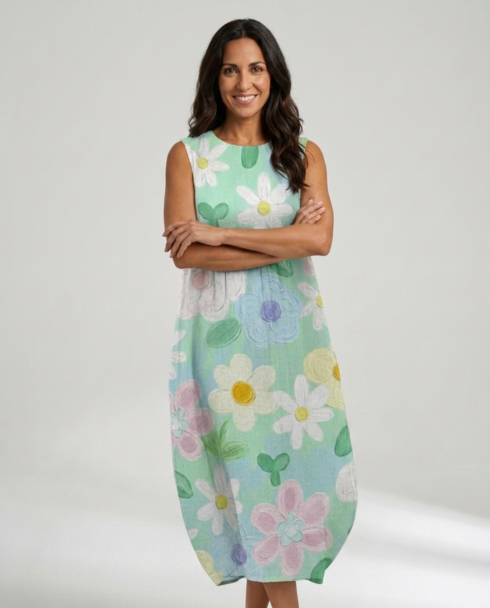 Sevasti | Floral Pastel Midi Dress
