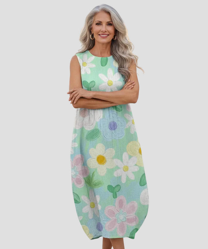 Sevasti | Floral Pastel Midi Dress
