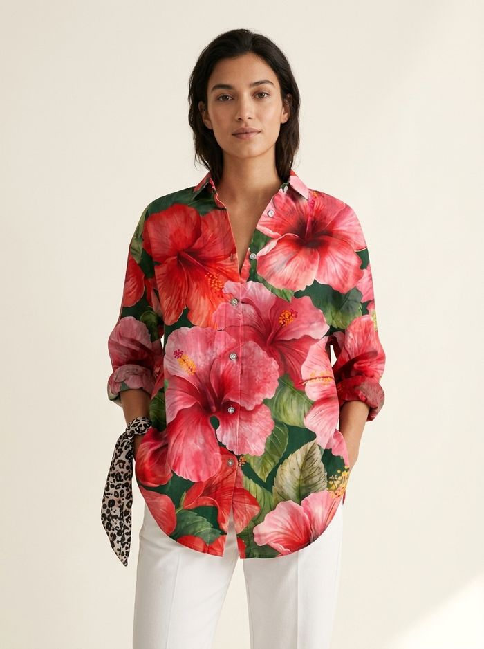 Shirt with Style Print Floral pink - editorial hero