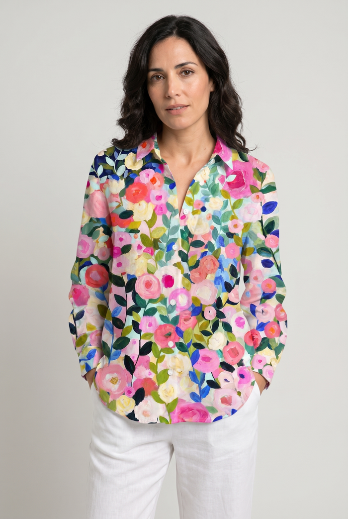 Silvia | Blouse Floral Painted Handheld
