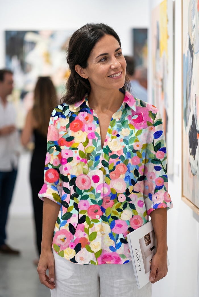 Silvia | Blouse Floral Painted Handheld