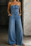 Sini - Strapless Denim Jumpsuit