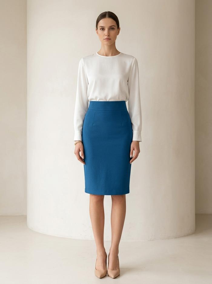 Skirt Office Waist High light blue - editorial hero