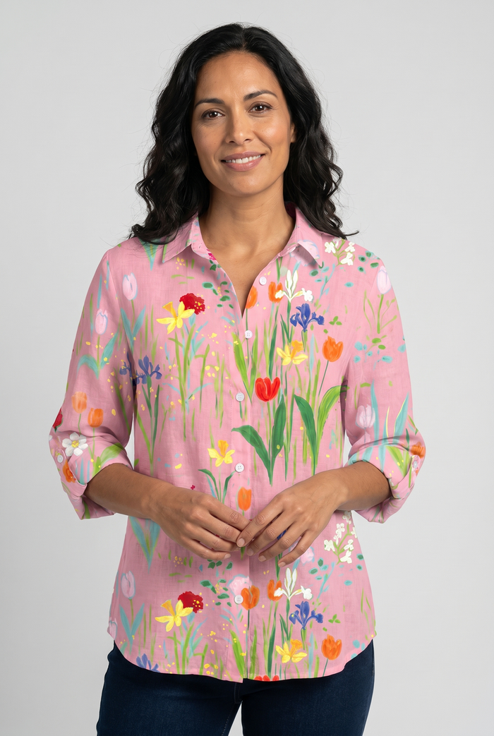 Sofia | Blouse Floral Garden Tulips