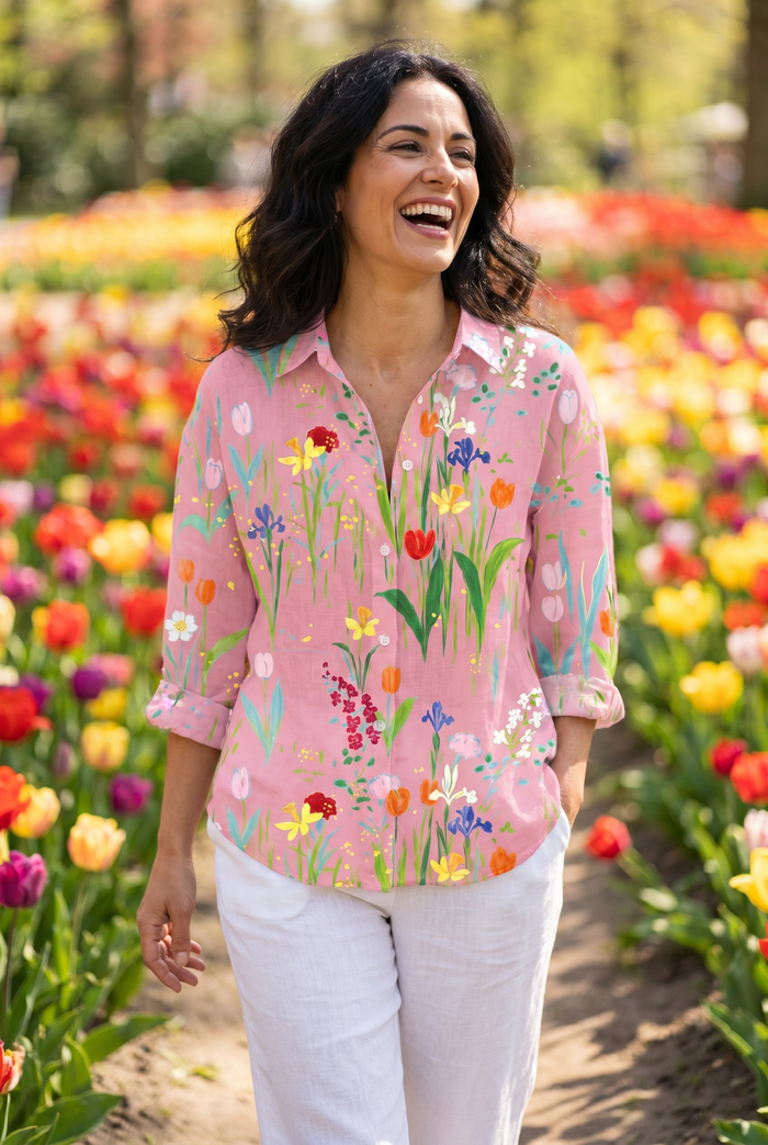 Sofia | Blouse Floral Garden Tulips