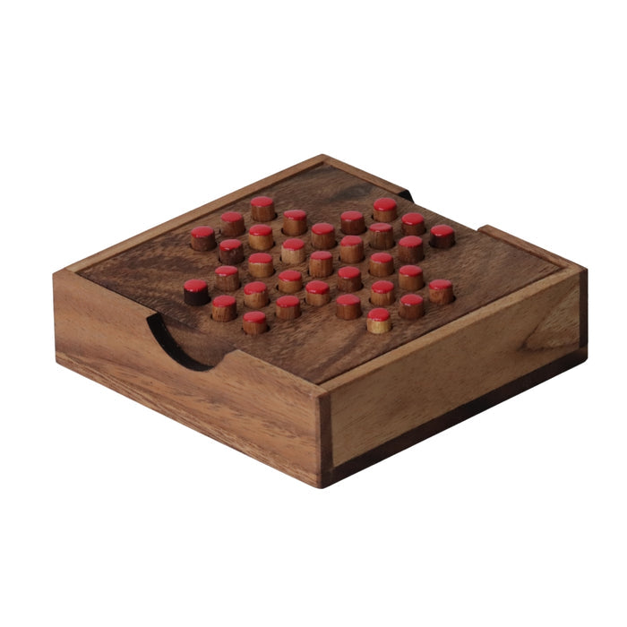SOLITAIRE with Pegs | 11 cm Board | Monkeypod Wood