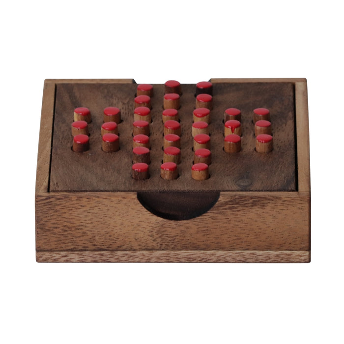 SOLITAIRE with Pegs | 11 cm Board | Monkeypod Wood