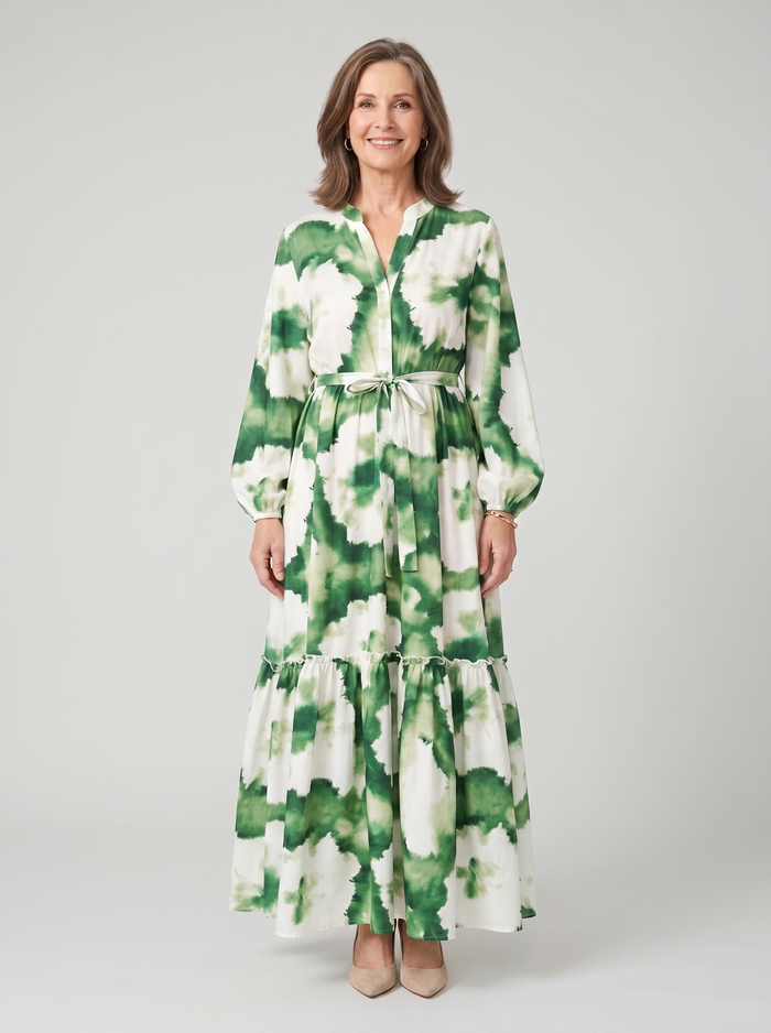 Sophie | Long-Sleeve and Waist Tied Maxi Dress
