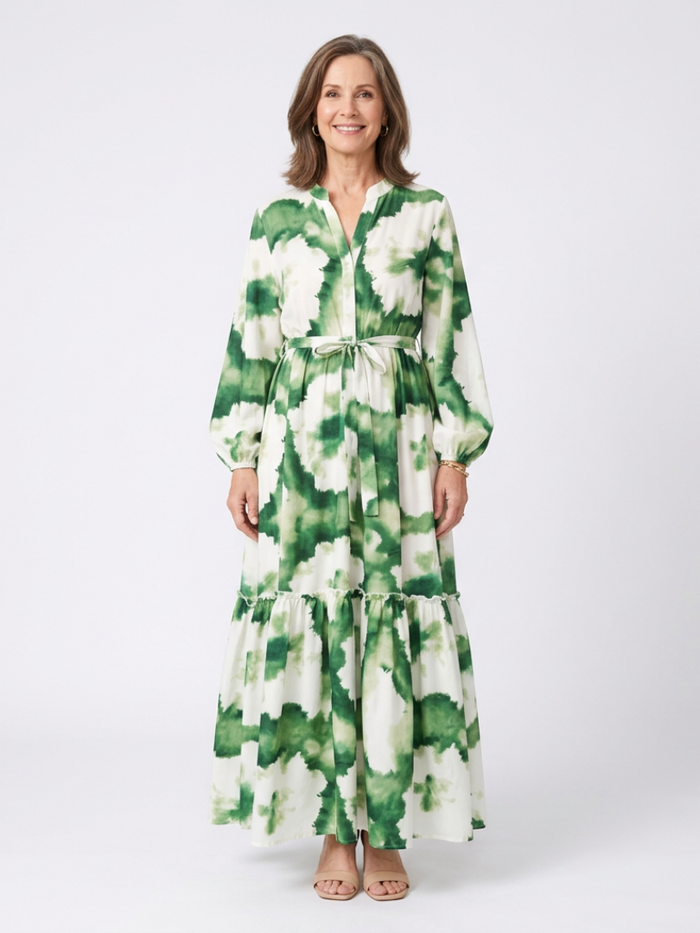 Sophie | Long-Sleeve and Waist Tied Maxi Dress