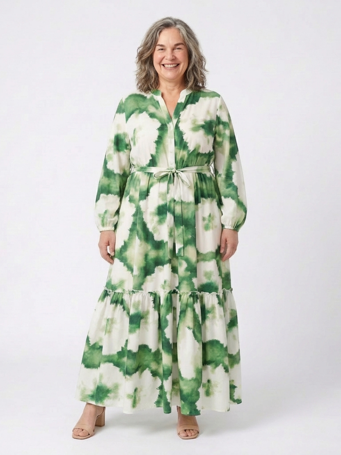 Sophie | Long-Sleeve and Waist Tied Maxi Dress