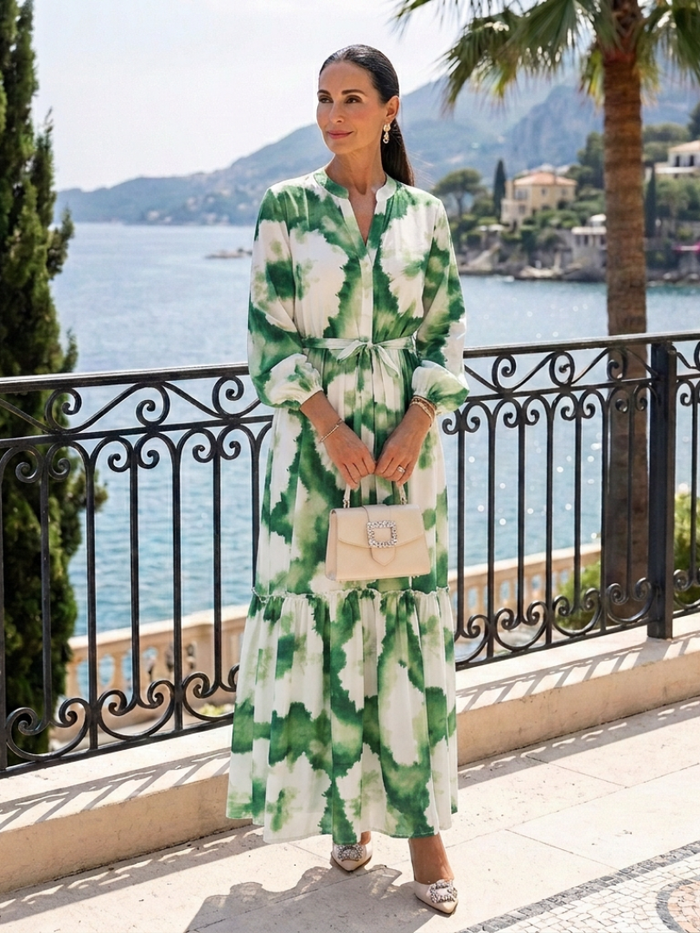 Sophie | Long-Sleeve and Waist Tied Maxi Dress