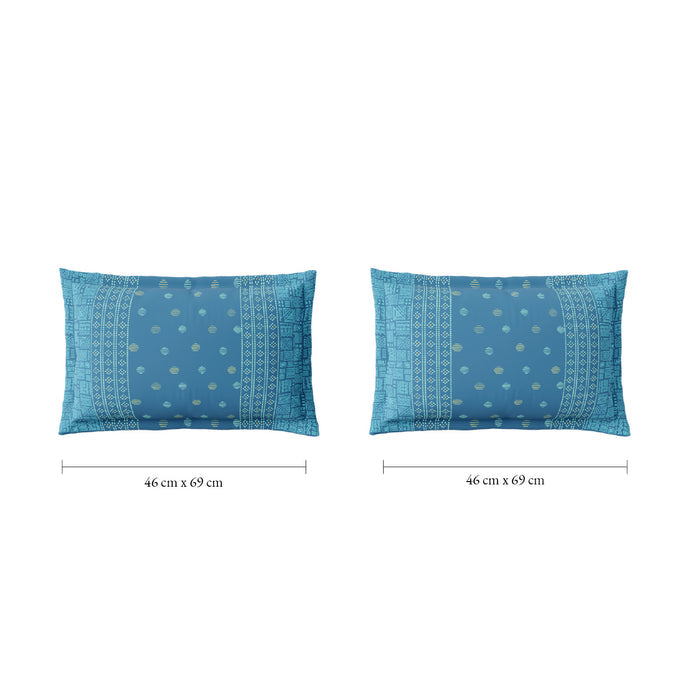 Spaces Fiora 100% Cotton 144 TC Percale Ornate Permium Bedding Set, Blue