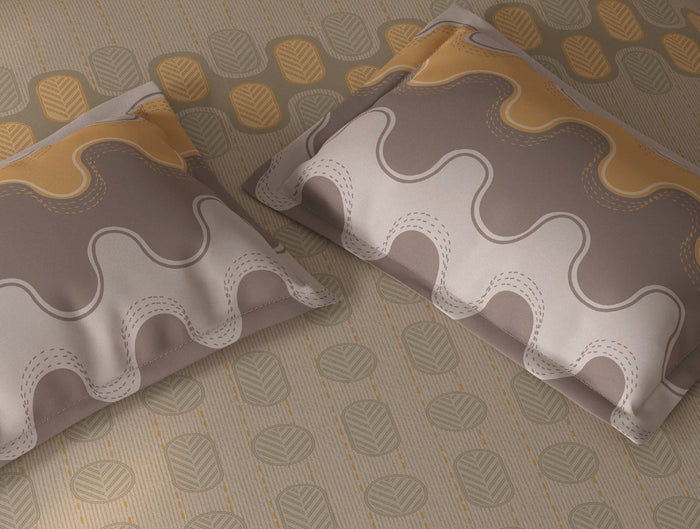 Spaces Fiora Beige Geometric 100% Cotton Double Duvet Cover - 88 x 106 Inches