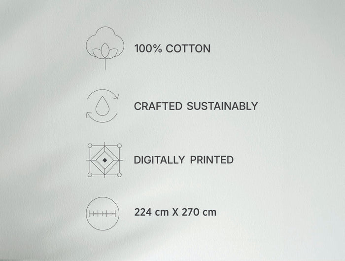 Spaces Fiora Beige Geometric 100% Cotton Double Duvet Cover - 88 x 106 Inches