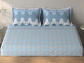 Spaces Fiora Blue Geometric 100% Cotton Queen Fitted Sheet with 2 Pillow Covers - 60 x 78 Inches