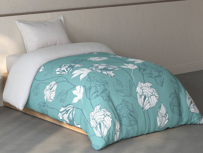 Spaces Fiora Light Teal Ornate 100% Cotton 144 TC Single Quilt Blanket - 59 x 85 Inches