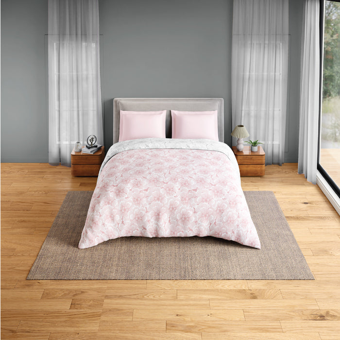 Spaces Flora 100% Cotton 144 TC Percale Floral Double Blanket Quilt, Blush