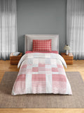 Spaces Flora 100% Cotton 144 TC Percale Geometric Single Bedsheet with 1 Pillow Cover, Dark Pink