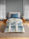 Spaces Flora 100% Cotton 144 TC Percale Geometric Single Bedsheet with 1 Pillow Cover, Light Yellow