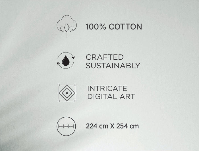Spaces Neo Light Grey Floral 100% Cotton Double Quilt - 88 x 106 Inches