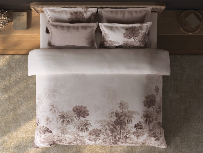 Spaces Sierra Taupe Floral 100% Hygro Cotton 210 TC Large Bedsheet with 4 Pillow Covers - 108 x 108 Inches